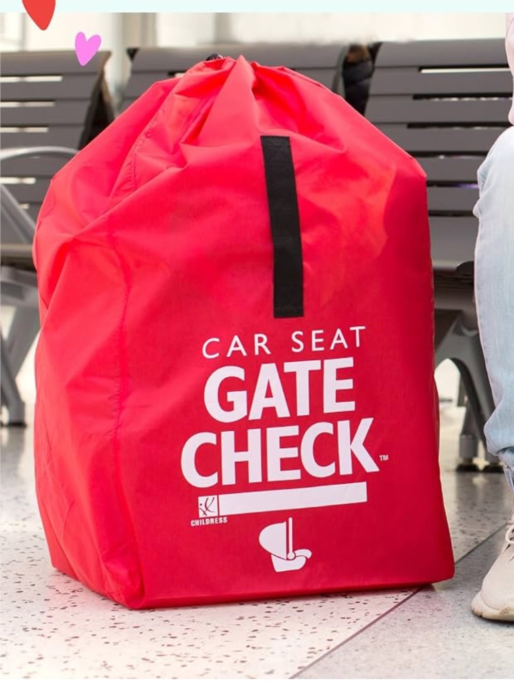J.L. Childress Gate Check Car Seat Travel Bag Airplane Protection Red